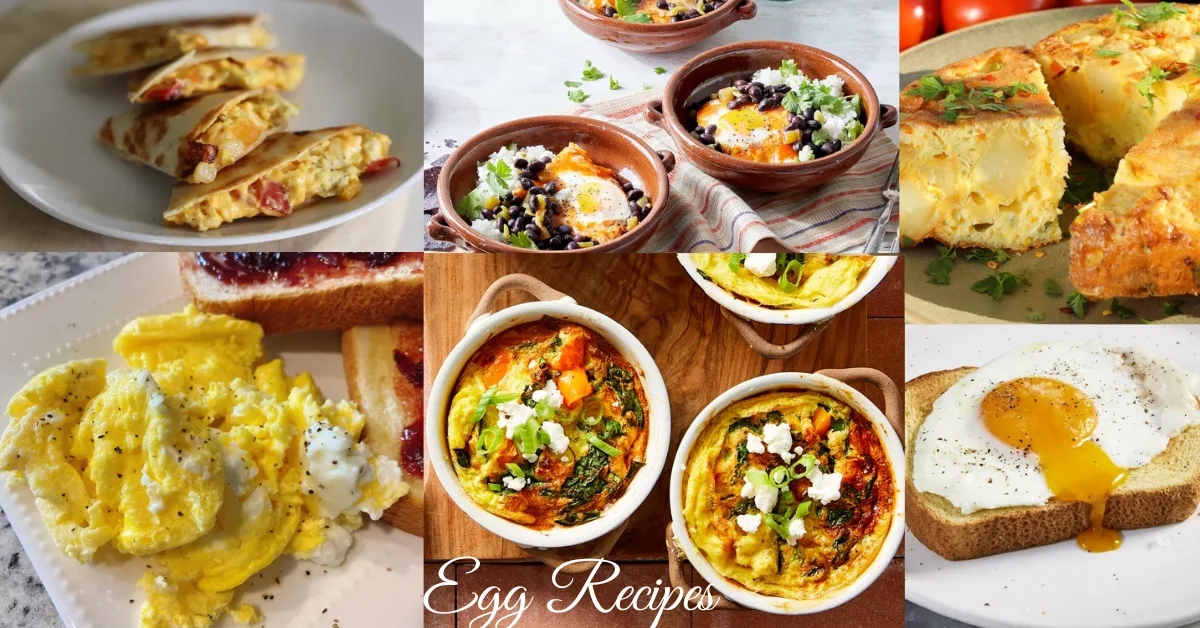 Delicious egg recipes for breakfast, lunch, dinner, and snacks, featuring dishes like omelets, quiches, and deviled eggs.