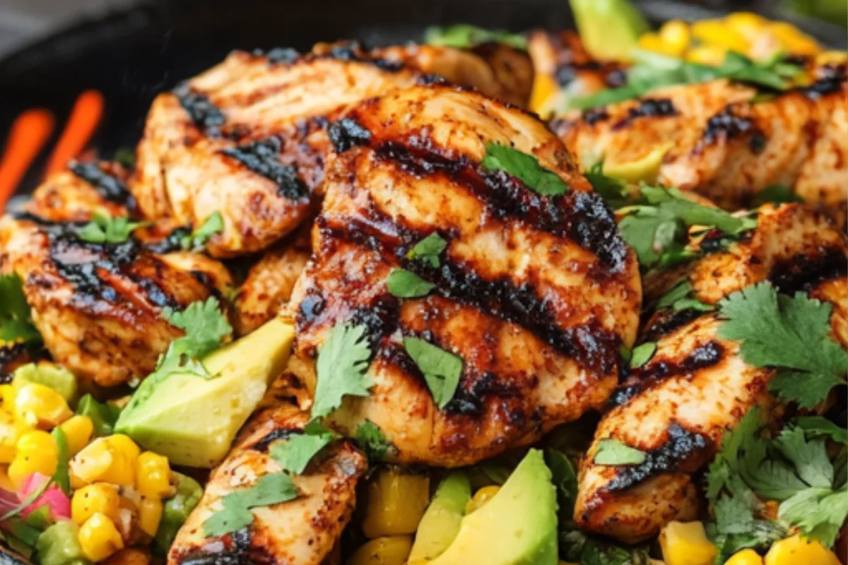 Delicious and tender Mexican chicken served with lime and fresh cilantro.