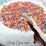 A Dairy Queen ice cream cake with layers of vanilla and chocolate soft serve, fudge, and crunchy toppings, perfect for any celebration.