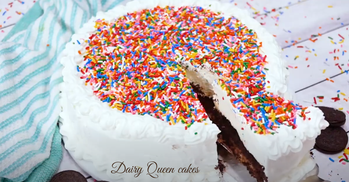 A Dairy Queen ice cream cake with layers of vanilla and chocolate soft serve, fudge, and crunchy toppings, perfect for any celebration.