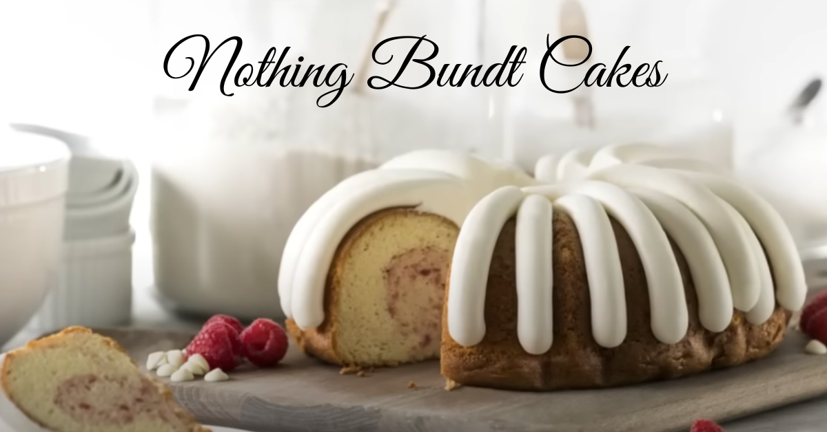 A beautifully decorated bundt cake with cream cheese frosting, showcasing the signature style of Nothing Bundt Cakes.