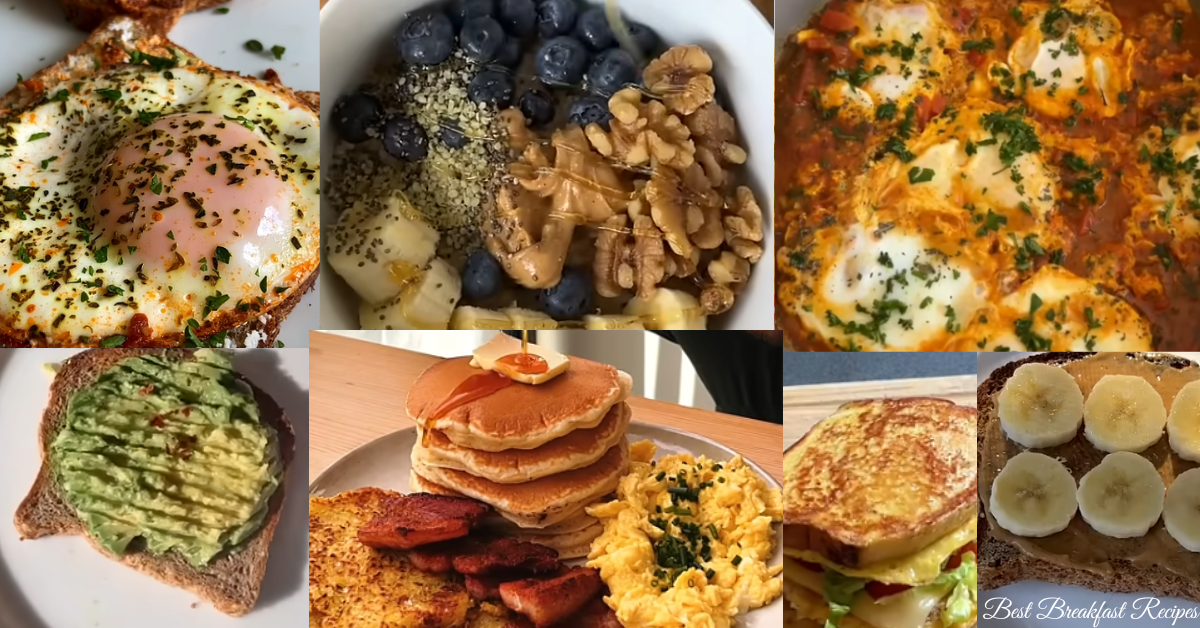 Best breakfast recipes featuring healthy and delicious morning meal ideas like avocado toast, oatmeal, and smoothie bowls.