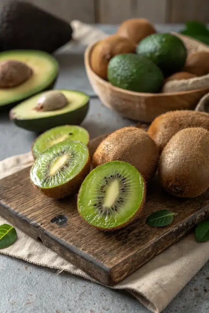How to Make the Perfect Kiwi Avocado Feta Salad at Home 3 Slicing kiwi and avocado for Kiwi Avocado Feta Salad