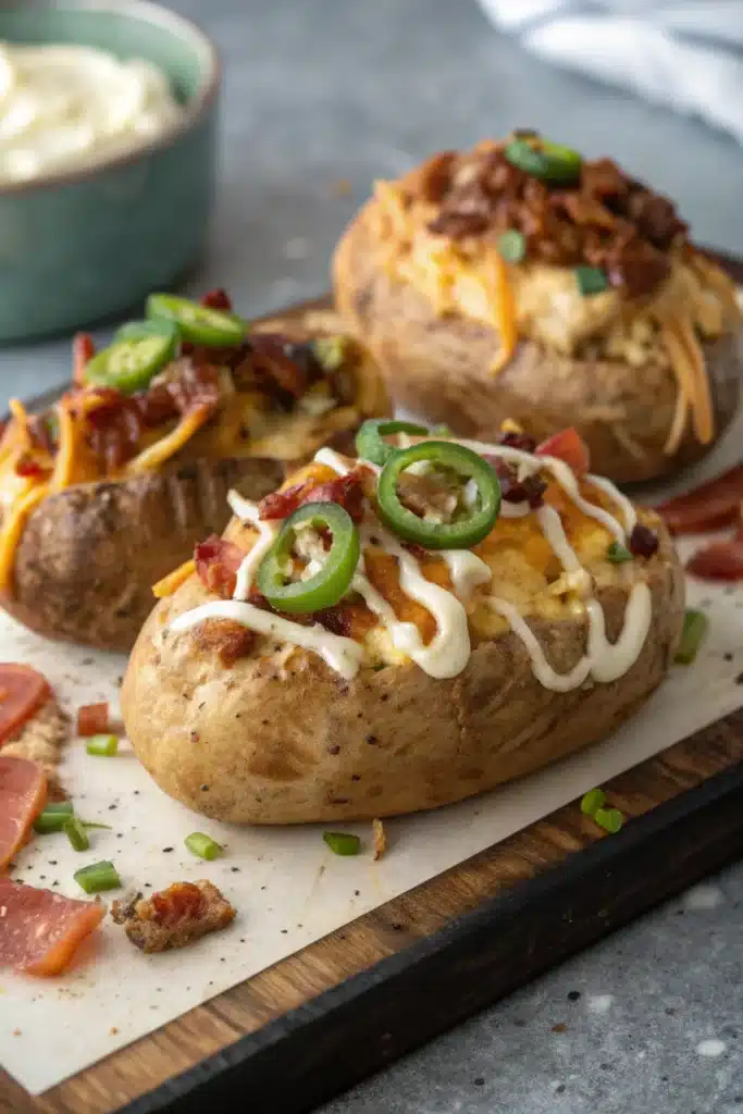 Cheesy BBQ Chicken Stuffed Potatoes: The Best Comfort Meal You'll Ever Make 2 Cheesy BBQ Chicken Stuffed Potatoes with creative toppings